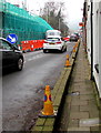 No Parking cones at the edge of Park Street, Treforest