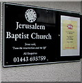 Jerusalem Baptist Church nameboard, Pentrebach 