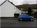 White cottages and blue car, Pentrebach