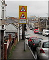 Warning signs, Christchurch Road, Newport