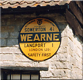 ST4228 : Old circular AA Sign in Wearne by Milestone Society