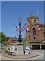 Memorial and church in Audlem in Cheshire