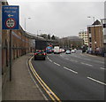 Low bridge sign alongside Broadway, Pontypridd