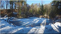 NS4276 : Frozen pond near Overtoun House by Lairich Rig