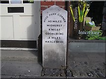 SU9032 : Old Milestone by the A286, 29 High Street, Haslemere by L Joseph