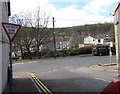 ILDIWCH/GIVE WAY sign, Cross Street, Senghenydd