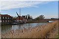 Snape Bridge and boats moored at Snape Maltings