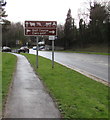 Brown direction sign alongside the A4051 Cwmbran Drive, Cwmbran