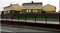 Two-tone houses at the northern edge of Rhymney