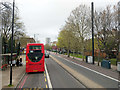 Bus at westbound Drummond Road stop