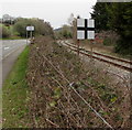 Static railway sign in Rhiwderin