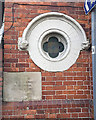 Round window and foundation stone, Teignmouth Baptist Church, Fore Street