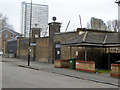 Blocked gateway to former naval dockyard