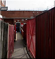 Fence-lined entrance to Newbury Delivery Office