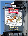 Sign for the Hare & Hounds public house, Clayton-le-Moors