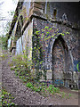 SP3677 : Corner of side arch, railway viaduct over the River Sowe, Willenhall, southeast Coventry by Robin Stott