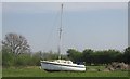 Boat in a field.