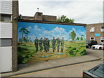 TL8783 : "Dad's Army" mural off Thetford Market Place by Adrian S Pye