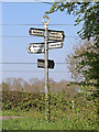 SO7999 : Signpost at Stanlow crossroads in Shropshire by Roger  D Kidd