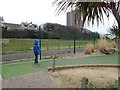 Teeing off on the Championship Adventure Golf Course