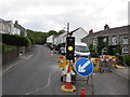 Temporary traffic lights, Station Road, Ystradgynlais