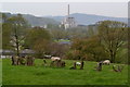 View across fields towards Hope cement works