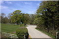 Road into caravan site near Green Bank