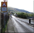 Warning sign - humps for half-a-mile, Carn-y-tyla Terrace, Abertysswg 