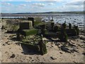 NS4074 : Industrial relics at Dumbarton foreshore by Lairich Rig