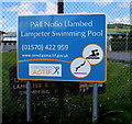 Lampeter Swimming Pool bilingual name sign