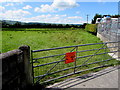 Llandysul Angling Association notice on a field gate, Lampeter