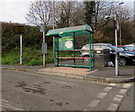 ST1494 : Ystrad Mynach railway station bus stop and shelter by Jaggery