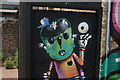 View of street art on a door on the side of Jack