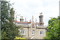 View of chimneys and turrets of buildings in Waterman