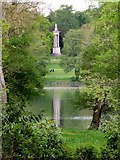 SP6736 : The Statue of Queen Caroline behind Eleven Acre Lake by Steve Daniels