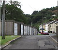 Row of lockup garages in New Tredegar