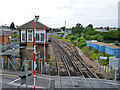 Signal box and trackwork west of Gillingham Level Crossing