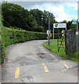 Public footpath sign at the NE corner of the university campus, Lampeter