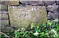 Benchmark on stone in wall on west side of Wood Nook Lane