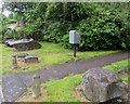 Royal Mail drop box near boulders, Greenfield Street, New Tredegar