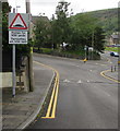 Warning sign at the southern end of Tredegar Road, New Tredegar