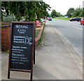 Information blackboard for Greenway Nurseries, Shurdington