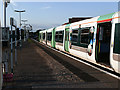 The Littlehampton train catches the evening sunshine