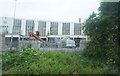 Industrial buildings south of the track