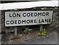 Coedmore Lane bilingual name sign, Adpar, Ceredigion