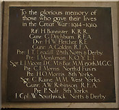 SE9690 : WW1 War memorial plaque by Ian S