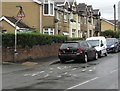 Zebra crossing warning sign, Merthyr Road, Ashvale, Tredegar