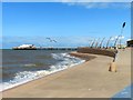 SD3035 : Looking north along the sea defences to the North Pier by Steve Daniels