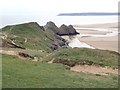 SS5387 : The Three Cliffs from the Wales Coast Path by Eirian Evans