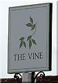 Sign for the former Vine public house, Stanmore